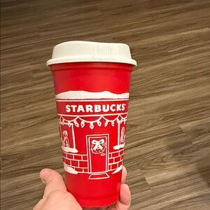 Starbucks Festive 2025 Red Tumbler with White Lid